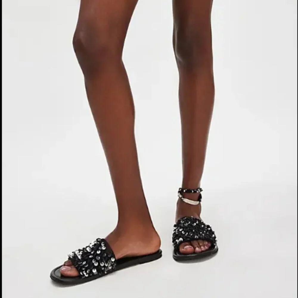 Free People Shipwreck Surf Slip on Embellished Slip-on Sandals Size 7.5 - NEW‎